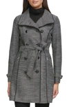 Guess Belted Trench Coat In Black White
