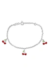 Delmar Cherry Enamel Charm Bracelet In Silver/ Red
