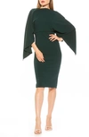 Alexia Admor Vida Cape Sleeve Sheath Dress In Gold