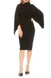 Alexia Admor Vida Cape Sleeve Sheath Dress In Black