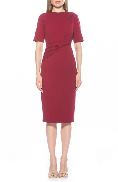 Alexia Admor Harper Short Sleeve Midi Sheath Dress In Cranberry