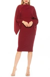 Alexia Admor Vida Cape Sleeve Sheath Dress In Pink