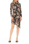 Alexia Admor Nyra Asymmetrical Minidress In Black Floral