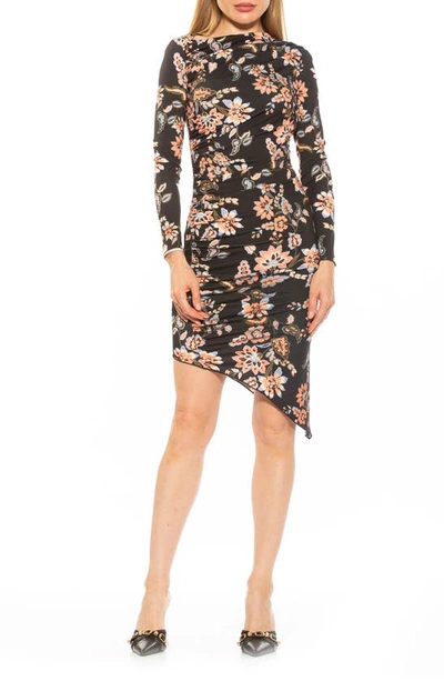 Alexia Admor Nyra Asymmetrical Minidress In Black Floral