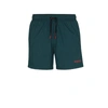 Hugo Boss Quick-drying Swim Shorts With Contrast Logo In Dark Green
