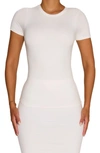 N By Naked Wardrobe Bare Short Sleeve Crew Top In White