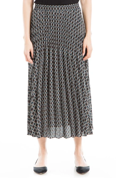 Max Studio Graduated Pleat Knee-length Midi Skirt In Black/ Taupe Disc Gradient