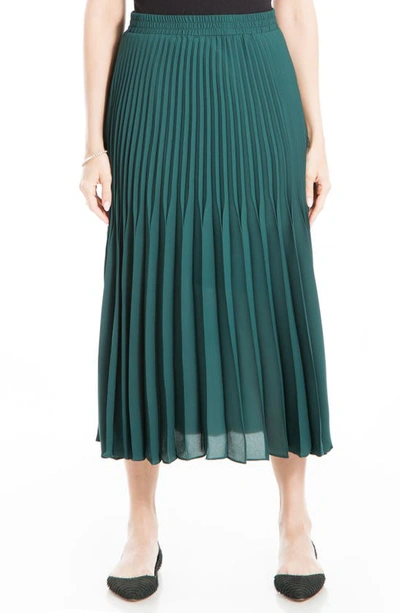 Max Studio Graduated Pleat Knee-length Midi Skirt In Deep Petrol