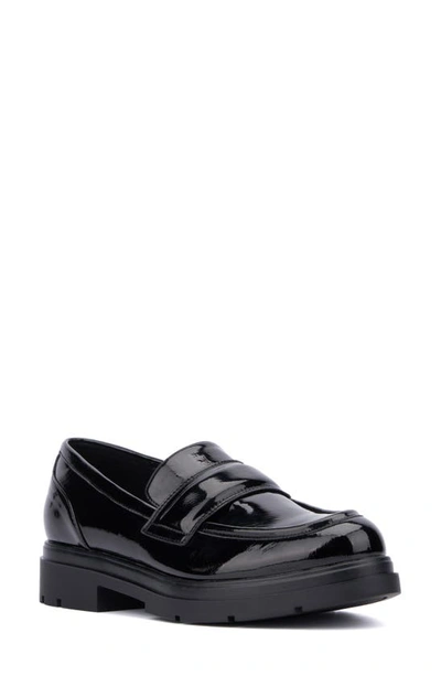 New York And Company Abbey Faux Leather Loafer In Black Patent