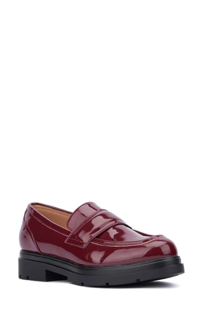 New York And Company Abbey Faux Leather Loafer In Wine