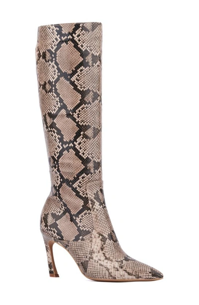 New York And Company Krystelle Knee High Boot In Beige Snake