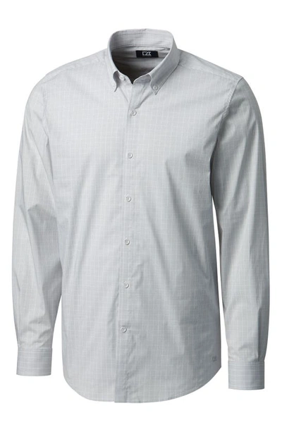 Cutter & Buck Soar Windowpane Long Sleeve Button-down Shirt In Iced