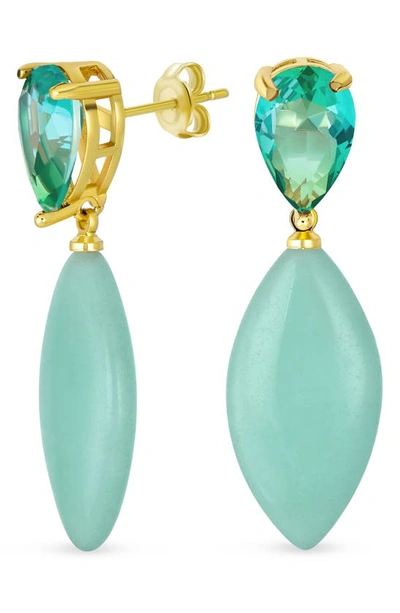 Bling Jewelry Geometric Amazonite Teardrop Earrings In Green