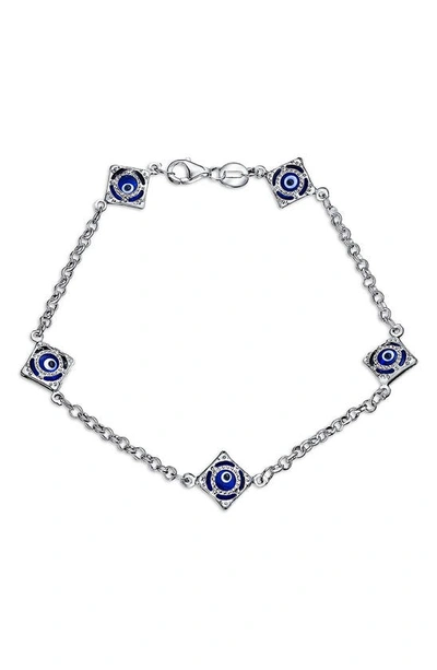 Bling Jewelry Turkish Evil Eye Link Bracelet In Navy