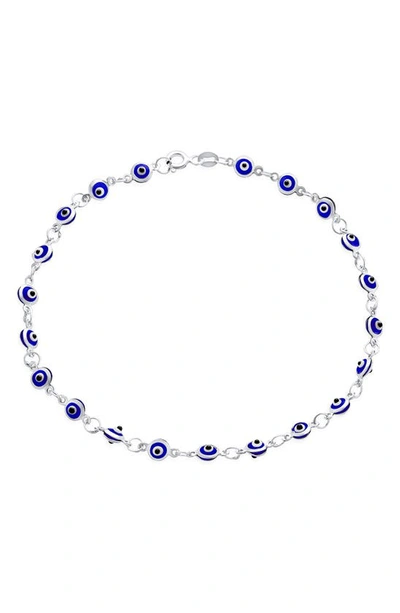 Bling Jewelry Evil Eye Glass Bead Anklet In Navy