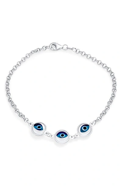 Bling Jewelry Evil Eye Glass Bead Bracelet In Blue