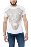 X-ray Rhinestone Saber Tooth Tiger Stretch Cotton Graphic T-shirt In White