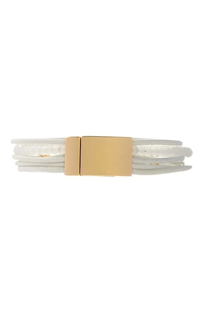 Saachi Leather Arrow Bracelet In White