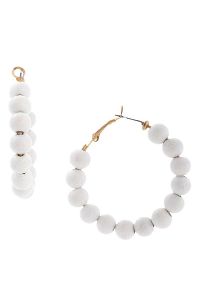 Saachi Wooden Hoop Earrings In White