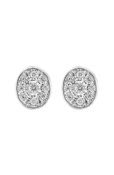 Effy Sterling Silver Diamond Oval Stud Earrings