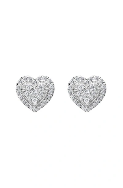 Effy Sterling Silver Pavé Diamond Heart Stud Earrings