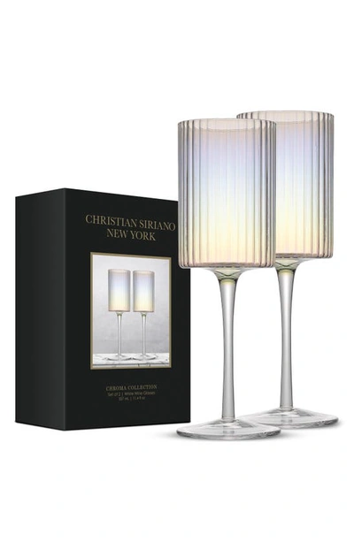Joyjolt Christian Siriano Set Of 2 Stunning Chroma Iridescent Wine Glasses In Clear