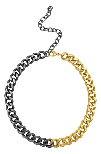 Adornia Fine Two-tone Curb Chain Necklace In Gold