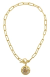 Adornia Fine Mixed Cz Pendant Paper Clip Chain Toggle Necklace In Gold