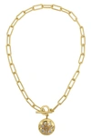 Adornia Fine Mixed Cz Pendant Paper Clip Chain Toggle Necklace In Yellow Gold