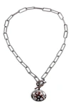 Adornia Fine Mixed Cz Pendant Paper Clip Chain Toggle Necklace In Silver