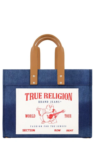 True Religion Brand Jeans Large Denim Tote Bag In Navy