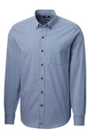 Cutter & Buck Anchor Gingham Tailored Fit Long Sleeve Shirt In Indigo