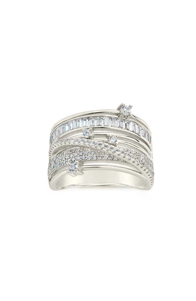 Sterling Forever Raven Cz Layered Ring In Silver