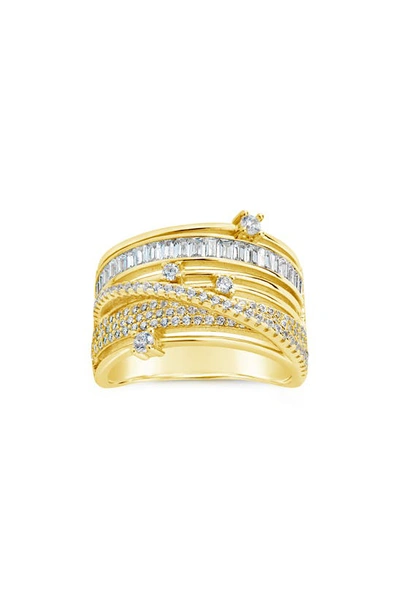 Sterling Forever Raven Cz Layered Ring In Gold
