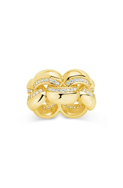 Sterling Forever Regan Cz Puffed Band Ring In Gold