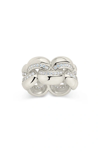 Sterling Forever Regan Cz Puffed Band Ring In Silver