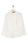 Rachel Rachel Roy Long Sleeve Faux Wrap High-low Top In White Alyssum