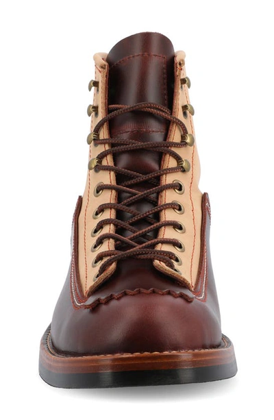 Taft Leather Lug Sole Boot In Cherry/ Cream
