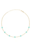 Gabi Rielle Enamel Clover Station Necklace In Gold/teal