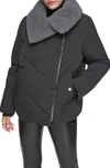 Andrew Marc Valencia Water Resistant Faux Shearling Lined Puffer Jacket In Black