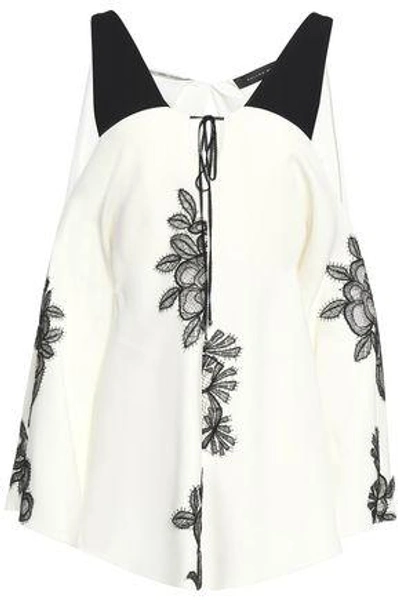 Roland Mouret Woman Off-the-shoulder Asymmetric Lace-trimmed Crepe Top White