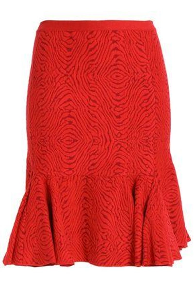 Lanvin Woman Ruffled Jacquard-knit Skirt Red