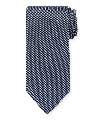 Brioni Micro-chevron Silk Tie In Blue