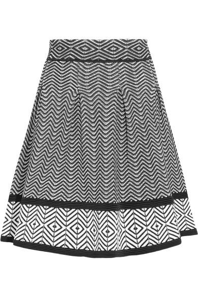 Maje Flared Stretch Jacquard-knit Mini Skirt In Black | ModeSens