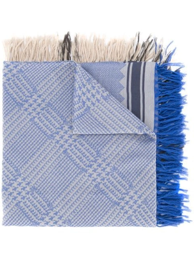 Alexander Mcqueen Plaid Skull Print Scarf In Blue