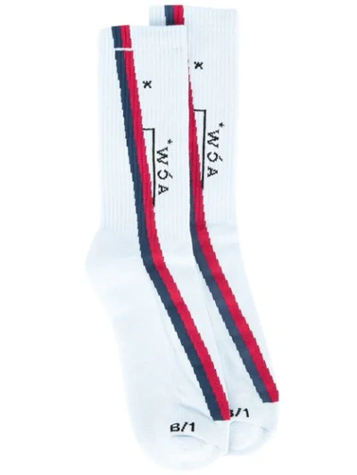 A-cold-wall* Striped High Ankle Socks In Blue