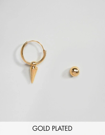 Orelia Gold Plated Single Horn Charm Earring - Gold