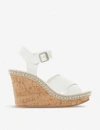 Dune Cork Wedge With Leather Tan Cross Straps - White In White-leather