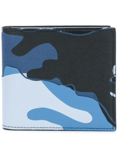 Valentino Garavani Men's Camo-print Leather Bifold Wallet In Nul Bluette L.indaco/nero