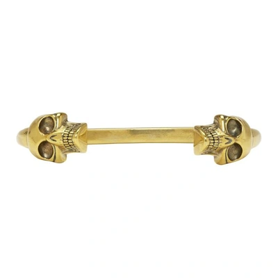 Alexander Mcqueen Gold Twin Skull Bracelet